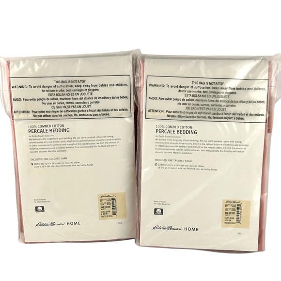 2 Eddie Bauer Home Bramble Rose Striped Cotton Percale Euro Pillow Shams - New - Picture 2 of 2